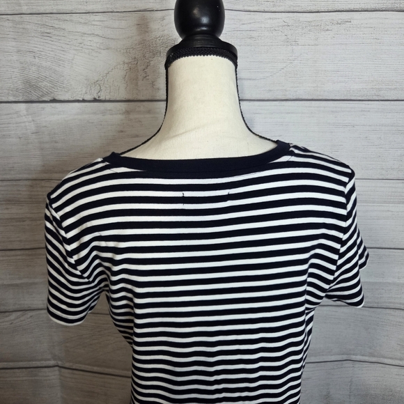 Chaps Navy and White Striped Dress, Size L - Picture 3 of 5